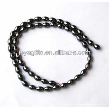 Natural high quality 4*7MM hematite rice loose beads for jewelry making